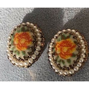 Germany-Signed Floral Earrings